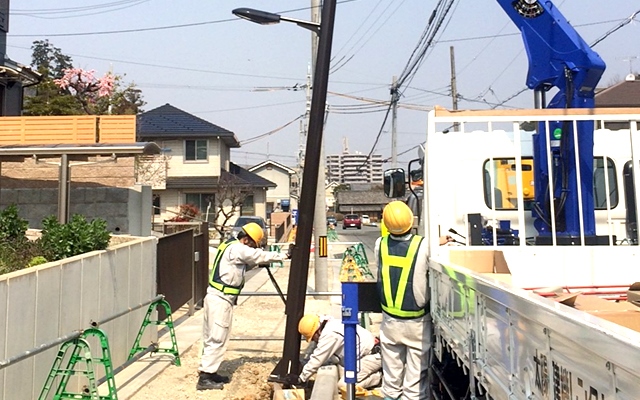 新設道路などでの照明灯設置